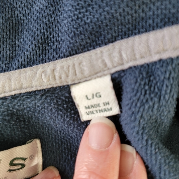 Orvis Full Zip Mens Knit Jacket Zip Pockets Navy Blue Outdoor Preppy Size L - Picture 10 of 13